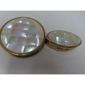 VTG MAX FACTOR Paris London Hollywood Creme Puff Motherof Pearl Compact Lipstick